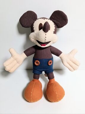 Vintage Mickey Mouse Posable Plush Doll Young Epoch Co From Japan